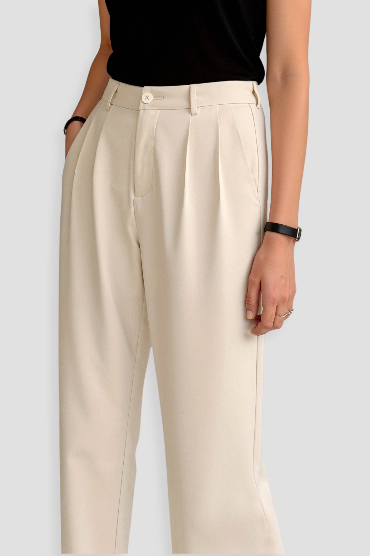 Damen Wide-Leg-Hose Hochtaillierter Bund Kleidhose