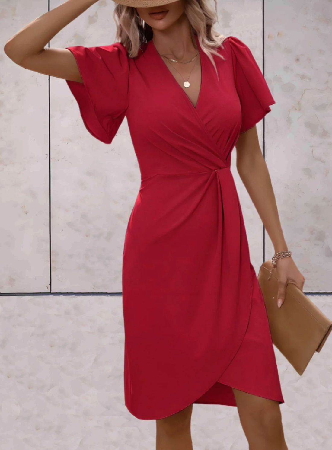 Damen V-Ausschnitt Kleid Puffärmel Sommer Schwarz - Norvielle