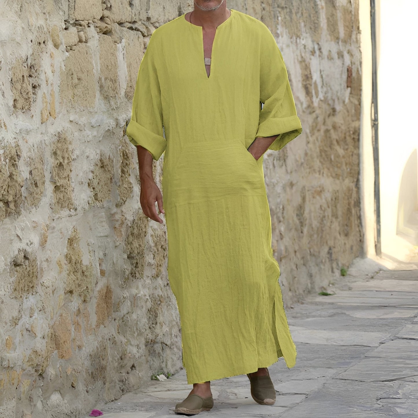 Herren Langkleid mit Schlitz aus Baumwolle