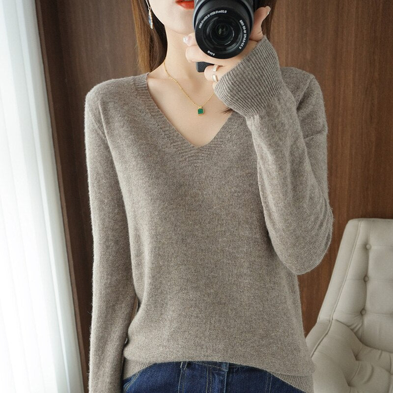 Norvielle Damen V-Ausschnitt Pullover