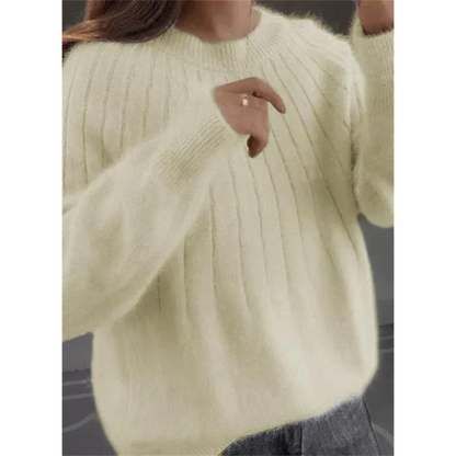 Norvielle Damen Strickpullover Kaschmirweich Rippmuster