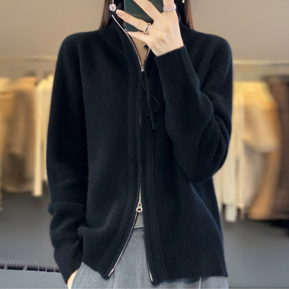 Norvielle Damen Strickjacke Reißverschluss Elegant