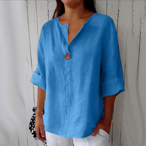 Damen Bluse V-Ausschnitt Weite Passform