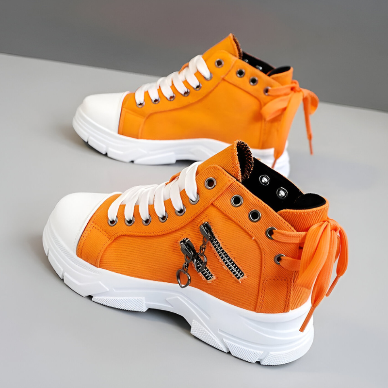 Damen High- Sneaker Jeansblau Reißverschluss