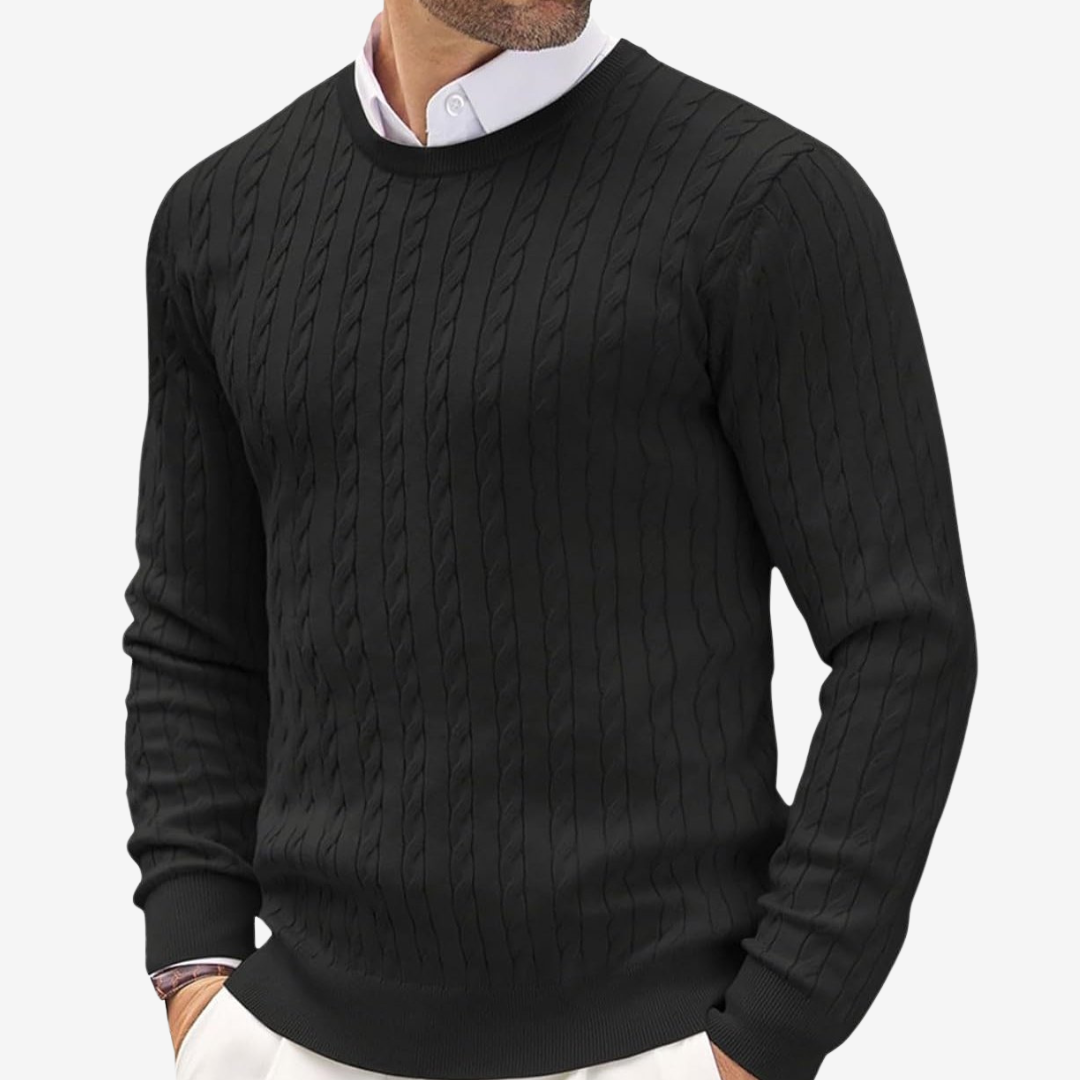 Herren Strickpullover Rundhals Zopfmuster