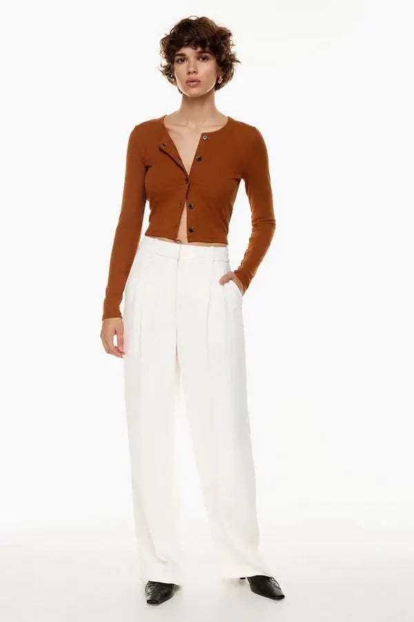 Elegante Damen High-Waist-Hose Wide-Leg Zeitloser Schnitt