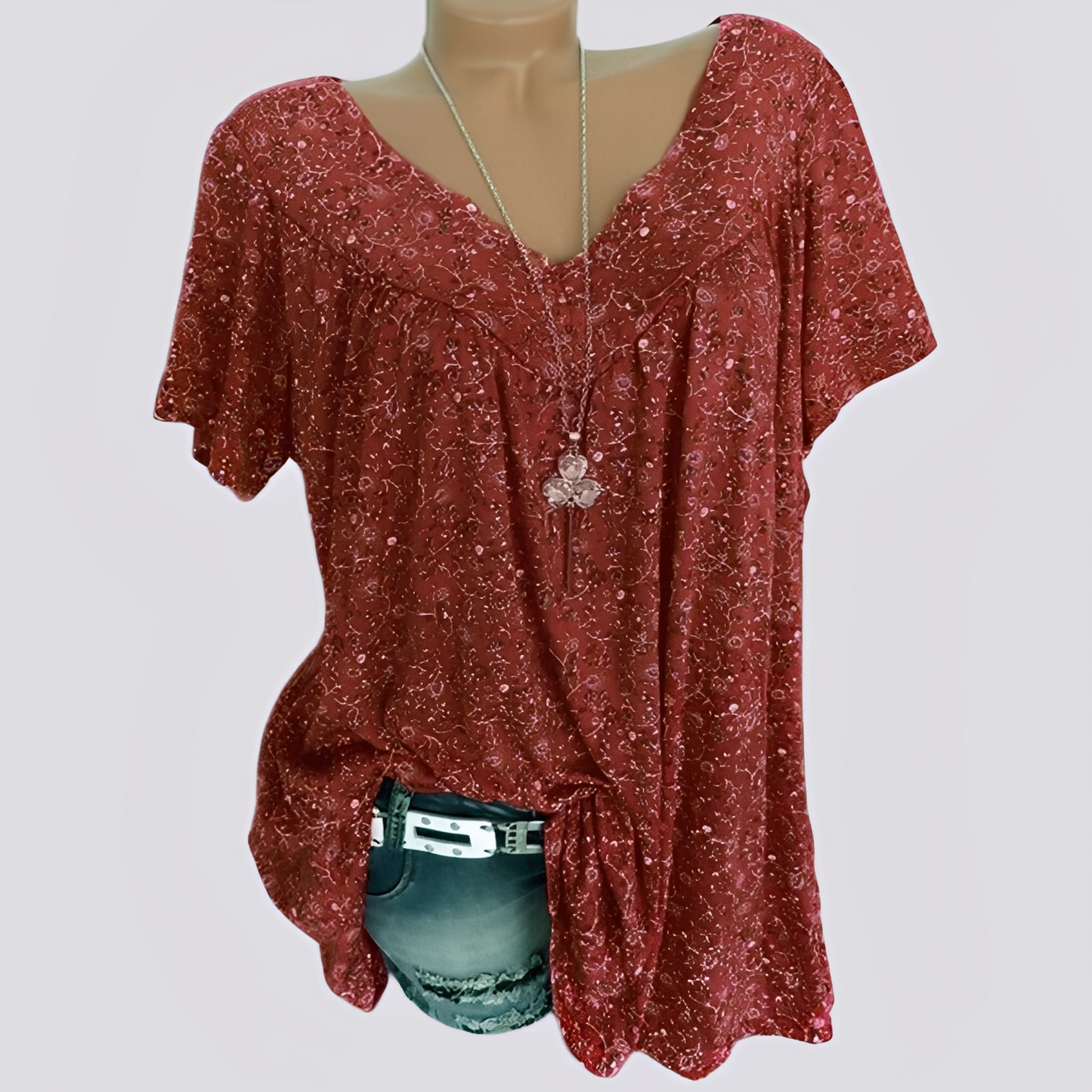 Damen Bluse Blumenmuster Baumwolle Locker Sitzend