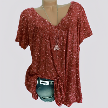 Damen Bluse Blumenmuster Baumwolle Locker Sitzend