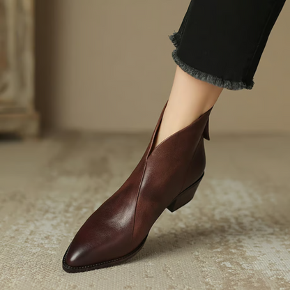 Damen Stiefeletten Blockabsatz Leder