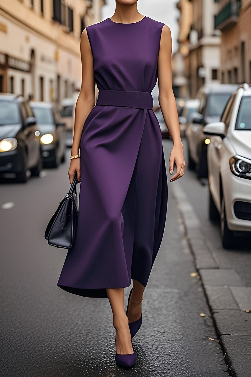 Damen Ärmelloses Midikleid mit Taillengürtel