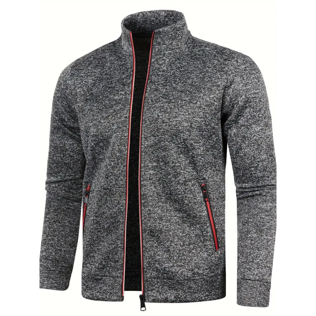 Herren Strickjacke Reißverschluss Zeitlos Grau