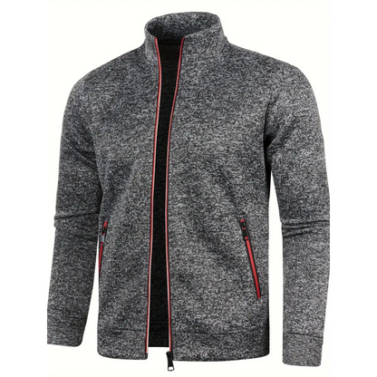 Herren Strickjacke Reißverschluss Zeitlos Grau