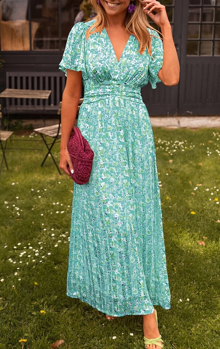 Damen Elegantes Langkleid V-Ausschnitt