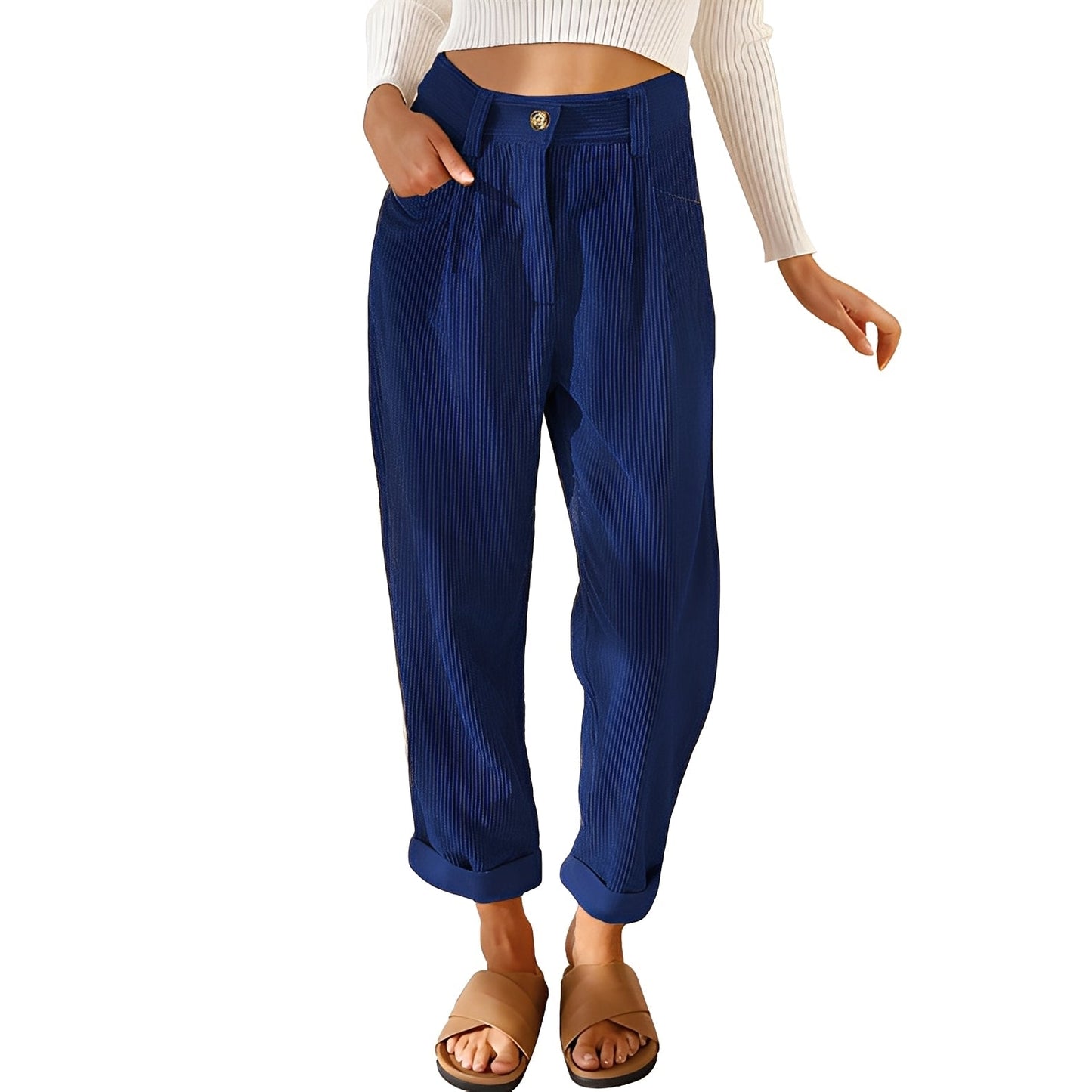 Damen Cordhose Hohe Taille