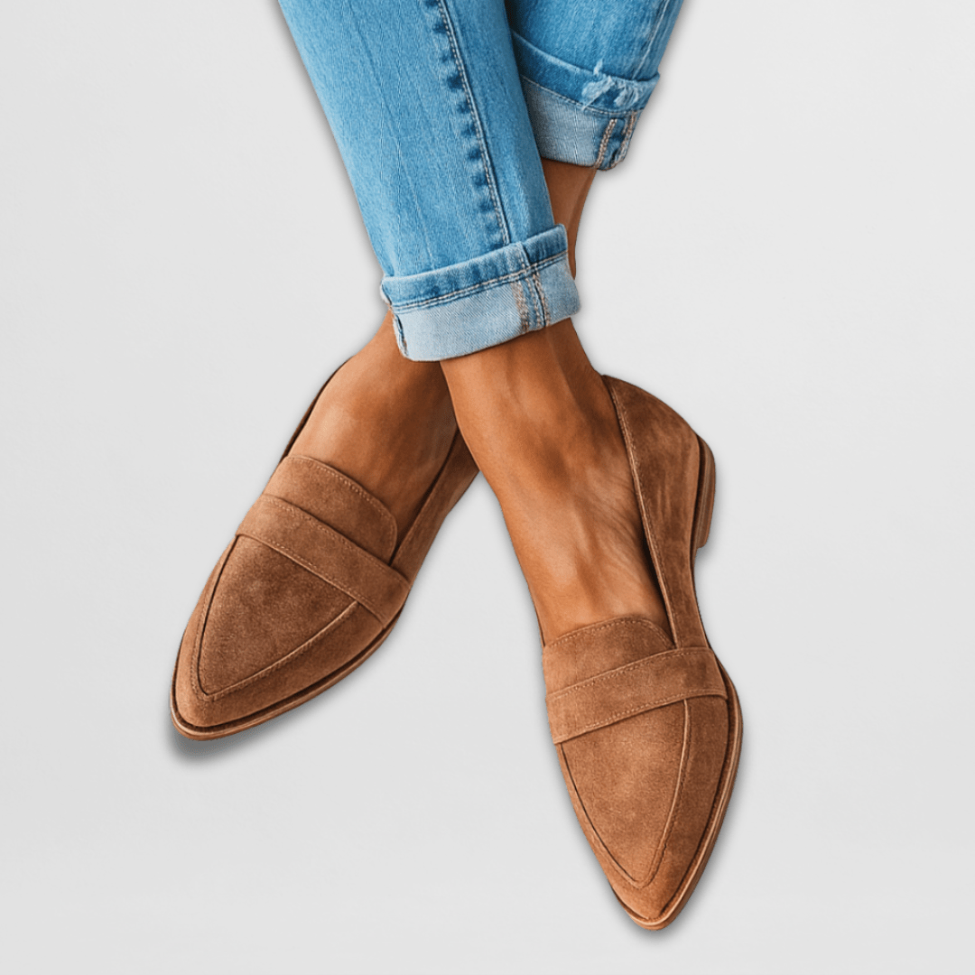 Damen Orthopädische Loafer Spitz Zulaufend Schwarz - Norvielle