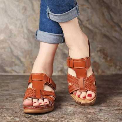 Damen Sommer-Sandalen Klettverschluss Offene Zehen Teilweise Robust