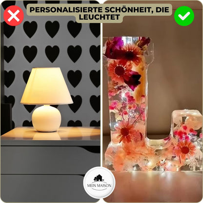 Florale Buchstabenlampe Harz Weiss