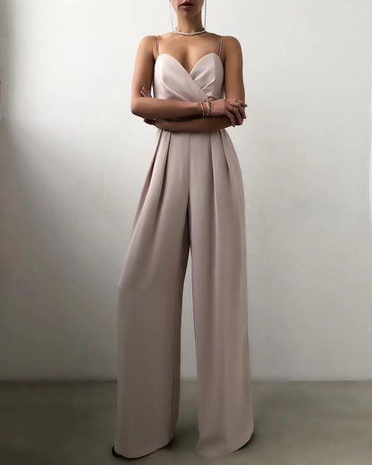 Damen Jumpsuit Elegantes Fließendes Design Spaghettibänder