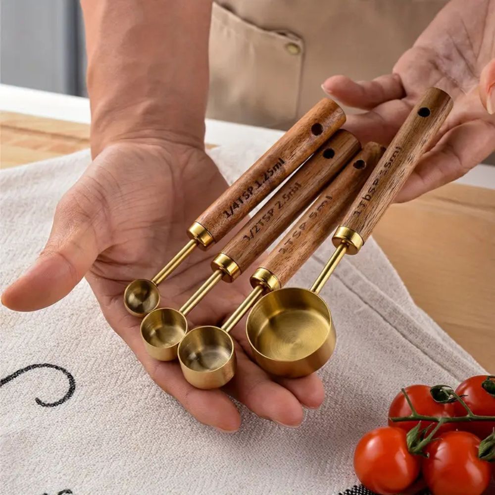 Edelstahl Messlöffel-Set Goldfarben