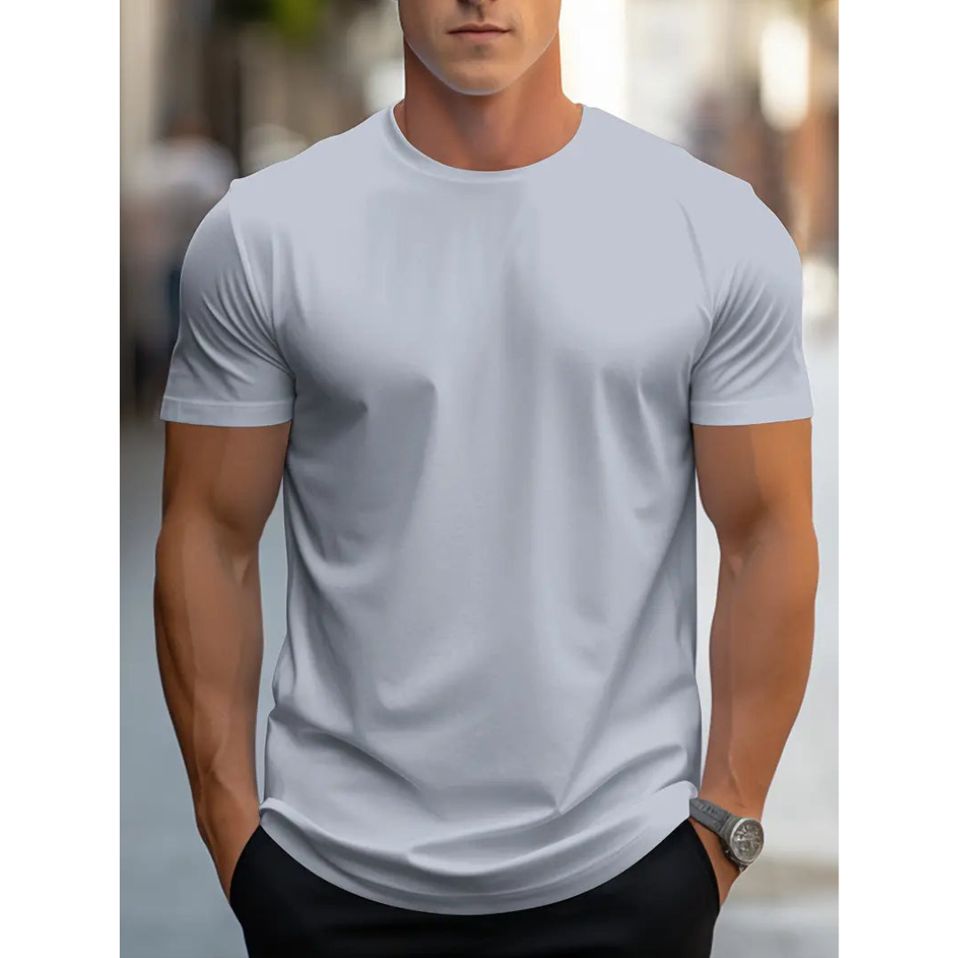 Herren T-Shirt Kurzarm Klassisch Weiß