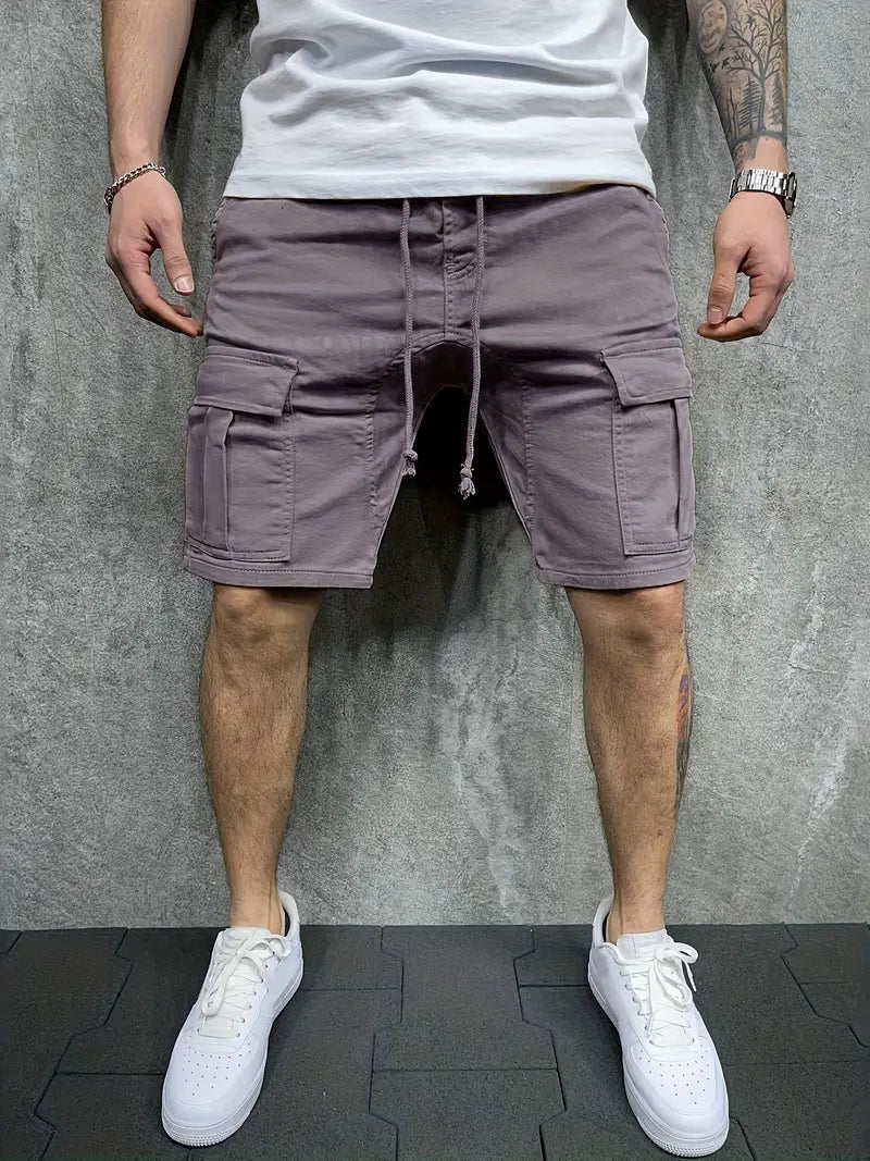 Herren Cargo Shorts mit Kordelzug und Utility Taschen