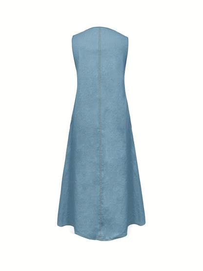 Damen Jeanskleid Plus Size Baumwollmix Midi Sommerkleid Locker