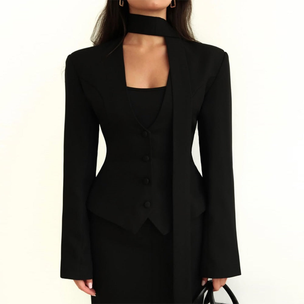 Damen Blazerjacke Langärmlig mit Schal Rosé - Norvielle