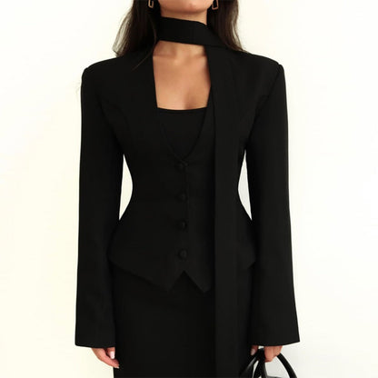 Damen Blazerjacke Langärmlig mit Schal Rosé - Norvielle
