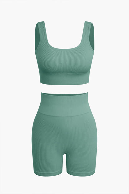 Damen Sport-Set Nahtlos Crop- Yoga-Shorts