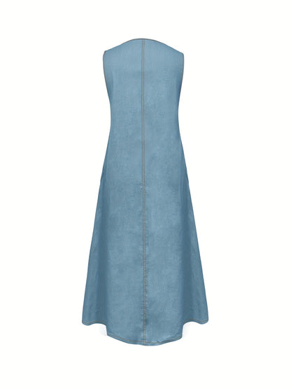 Damen Jeanskleid Plus Size Baumwollmix Midi Sommerkleid Locker