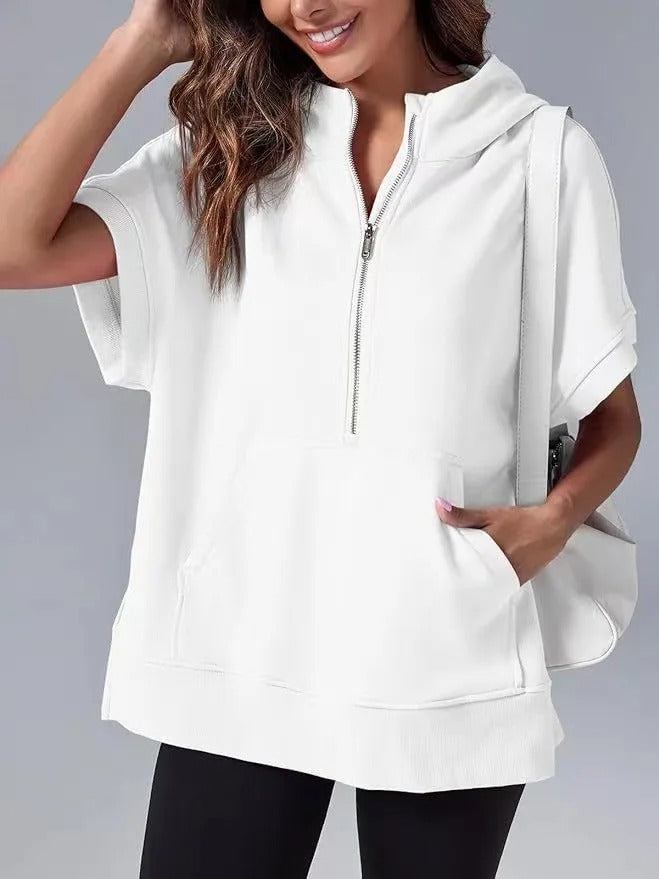 Norvielle Damen Kapuzenpullover Lässig Kurzarm