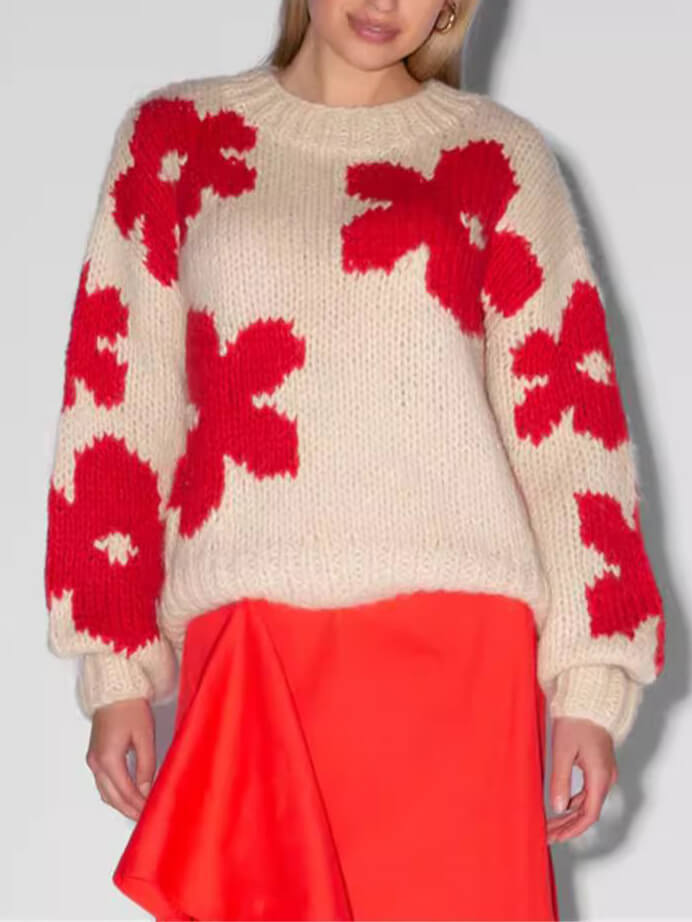 Crew-Neck-Sweater Blumenmuster