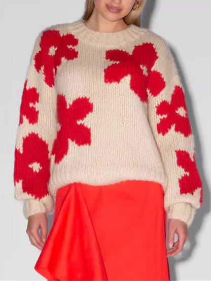 Crew-Neck-Sweater Blumenmuster