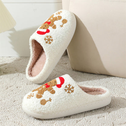 Weihnachtliche Damen Hausschuhe Warmes Plüsch Schneeflocken Design