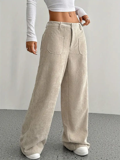 Damen Cordhose Baumwollmischung Weit
