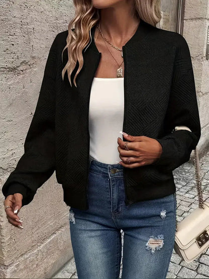 Damen Strickjacke Reißverschluss Struktur