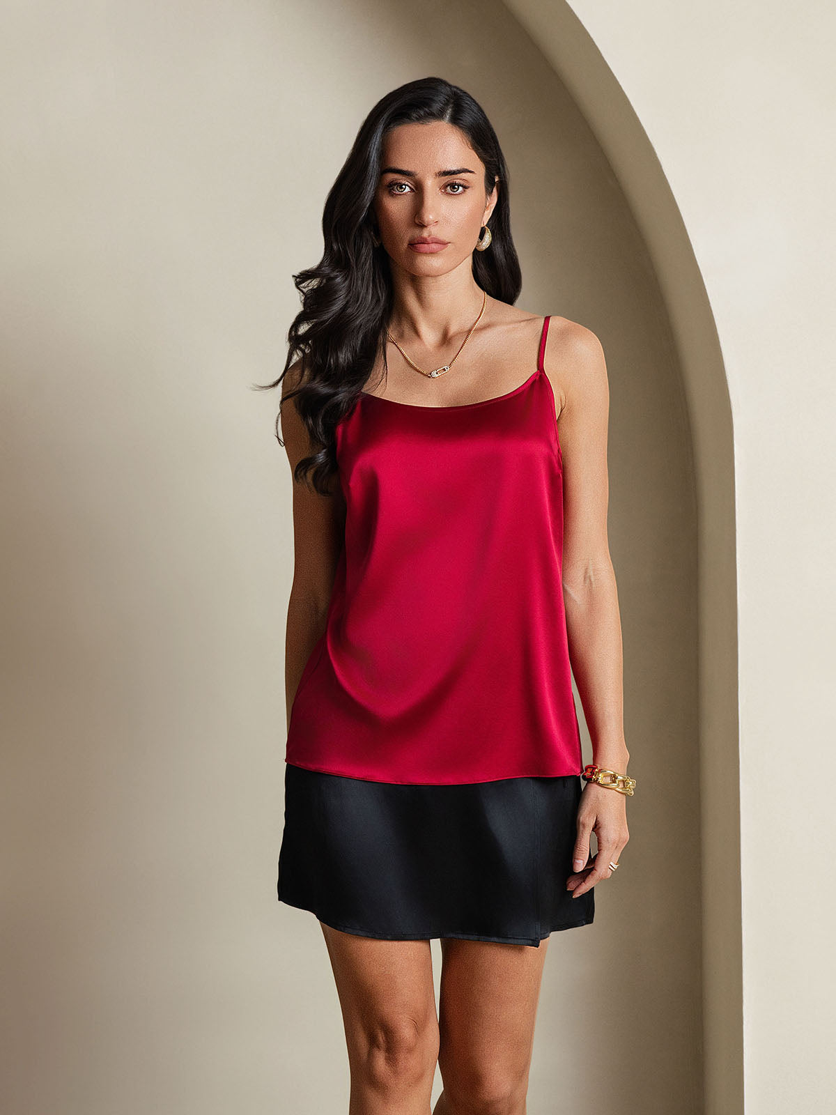 Norvielle Damen Seiden-Camisole Spaghettiträger