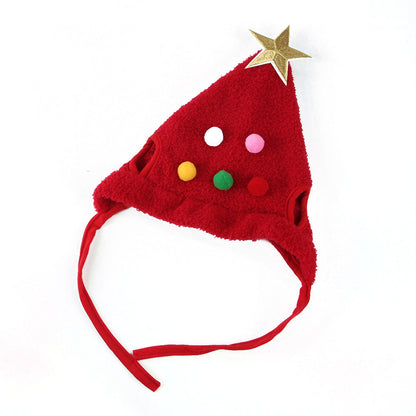 Weihnachtshut für Haustiere mit Pompon und Goldrand