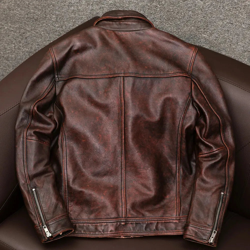 Herren Lederjacke Langlebig Knopfverschluss