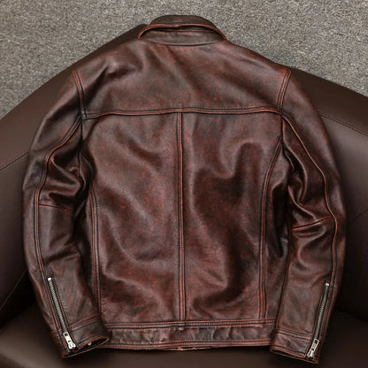 Herren Lederjacke Langlebig Knopfverschluss
