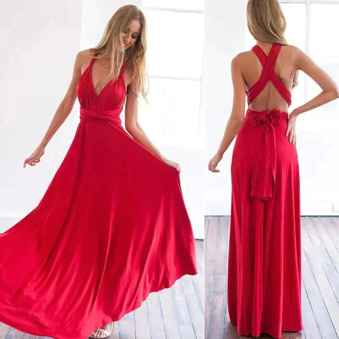 Damen Elastisches Wickelkleid mit Trägern