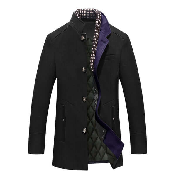 Herren Wollmantel Slim Fit Schwarz - Norvielle