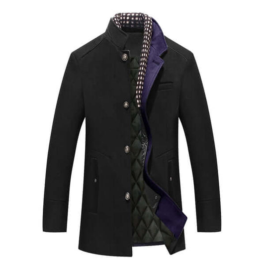 Herren Wollmantel Slim Fit Schwarz - Norvielle