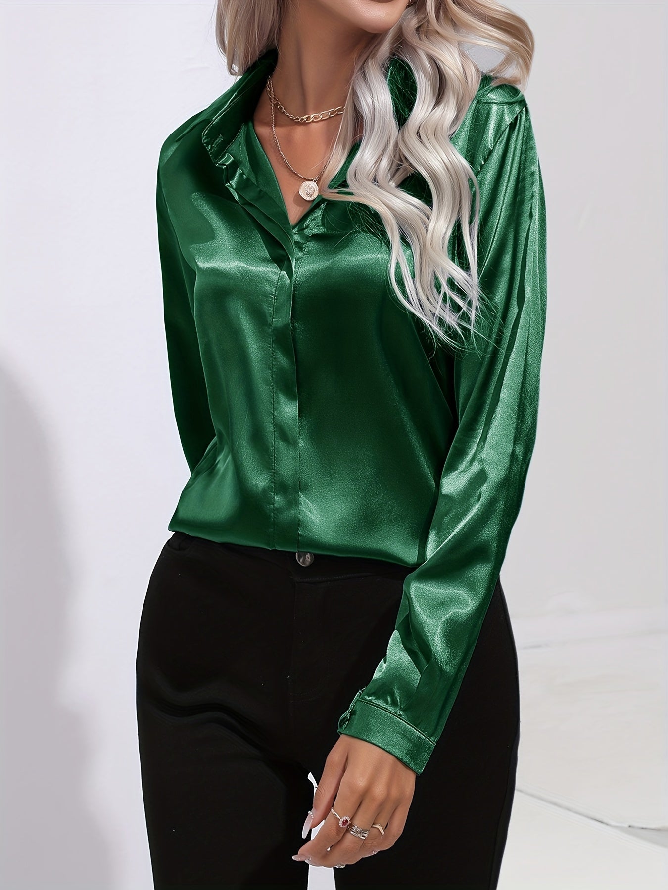 Damen Satin Bluse Elegantes Design