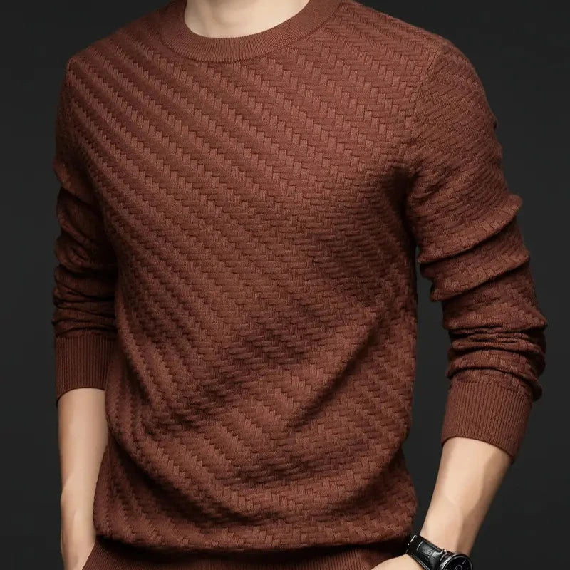 Damen Pullover Rundhals Strukturmuster