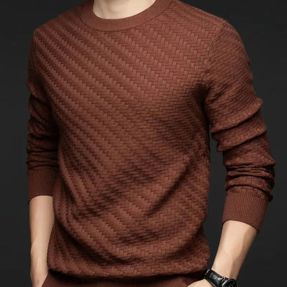 Damen Pullover Rundhals Strukturmuster