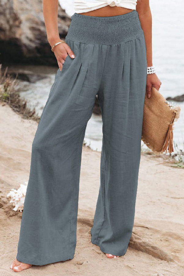 Damen High-Waist Hosen Weites Bein