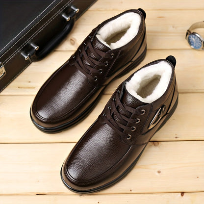 Herren Business Winterschuhe High- Leder Schnürung