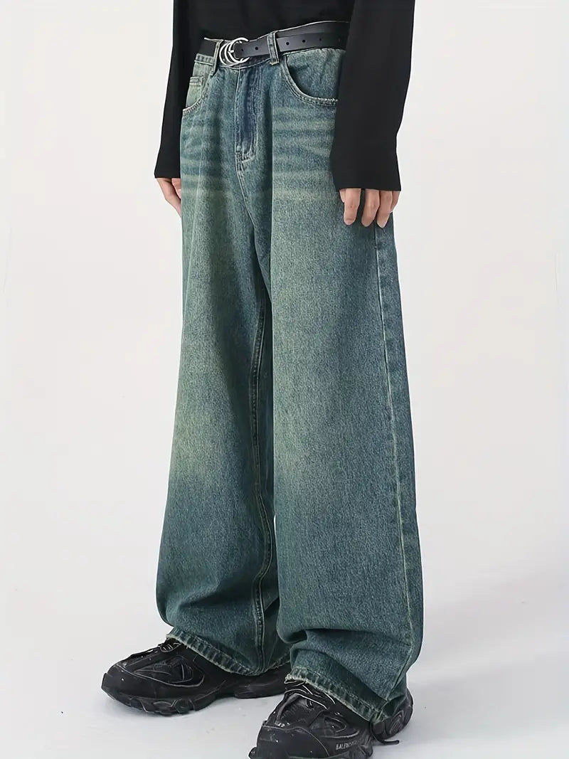 Norvielle Damen Upcycled Baggy Jeans Ausgebleicht Leicht