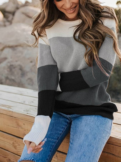 Norvielle Damen Strickpullover Gestreift